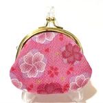 【再販】和柄ちりめんがま口財布桜柄ピンク（小） TG-145