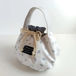おくたごん巾着 〜ころんと可愛いフォルム♡〜保冷・保温タイプ　デコレクションズさん生地　Organic - ブルーフラワー/オーガニックコットン生地