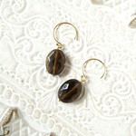 【SALE】【14kgf】スモーキークォーツピアス