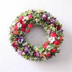 野苺と小花のリース*＊/イチゴのリース/玄関リース・ドアリースにピッタリなアーティフィシャルフラワーリース／母の日や新築祝いなど各種ギフトにもオススメ☆