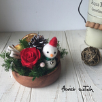 【＊Merry  Christmas＊】可愛いスノーマン付き♪クリスマスプレートアレンジ