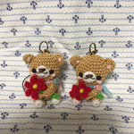 オーダー依頼品 くまさん お花 あみぐるみ ストラップ