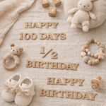 送料込 木製 / マルチマンスリーカード monthly card 月齢フォト Happy Birthday バラバラ