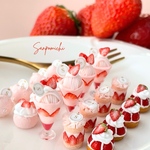 再販【チャーム/片耳】単品イチゴ🍓のピンクスイーツ　ミニチュア　ミニチュアスイーツ　フェイクフード　フェイクスイーツ　イチゴ　ケーキ　パフェ　モンブラン　ミニチュアアクセサリー　ピンク 