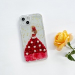 ❤赤いドレス 押し花ケース iPhone14Pro/13/SE/XPERIA10IV/GalaxyS23/AQUOS iPhoneケース スマホケース 