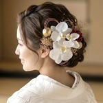 結婚式　和装　胡蝶蘭の髪飾り　金箔＆水引付き／成人式　卒業式　振袖　袴