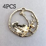4個 大 ハス 蓮 レジン枠 メッキ合金 パーツ/ライトゴールド【33㎜×34㎜】(taimetalP-575）