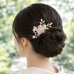 天然石ローズクォーツの桜のヘアコーム  かんざし　さくら