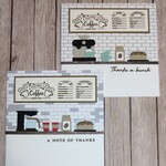 【サンキューカード2枚セット】カフェのミニ2つ折りカード（水色カップ）