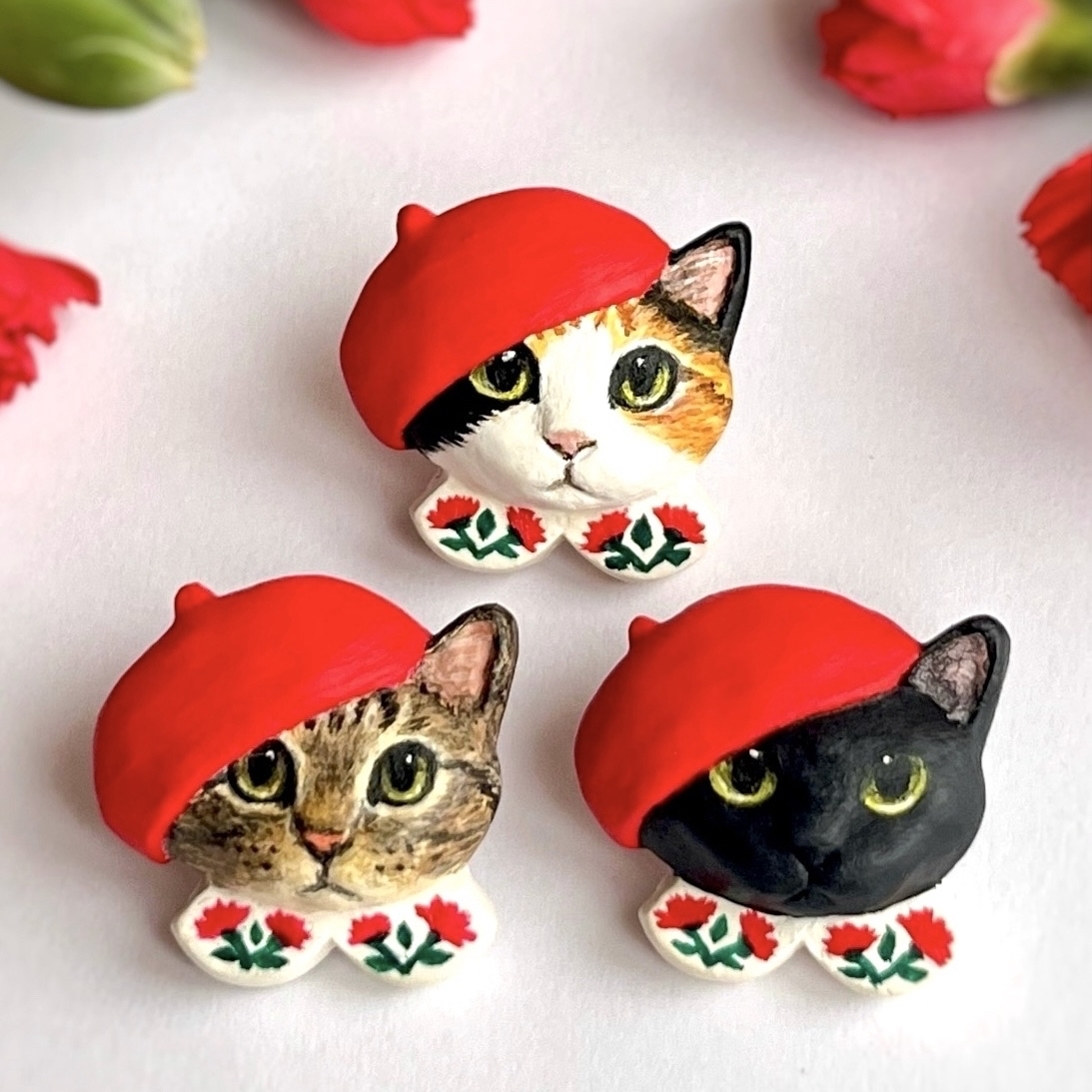 シロクマアイス刺繍ブローチ(チョコミント)【受注製作】 - choco