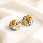 Bouquet 刺繍ピアス（ブルー）