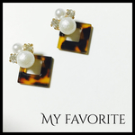 SALE！！1400円⇒1200円　べっ甲ピアス♡コットンパールとビジュー