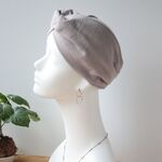 ワッシャー加工ダブルガーゼ ベージュヘアバンド(16cm幅）/幅広 ターバン