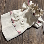 犬服　ハーフリネン　刺繍入りワンピ　オーダー