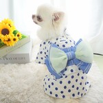犬 浴衣 水玉 リボン付き｜夏祭り・写真撮影・ドッグウェア｜チワワ/トイプードル