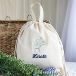一升餅 名入れリュック ファーストバースデー 一升パン  刺繍 名前入りリュック・生成り・フルリ・ブルー