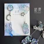 宇宙・桜纏う三日月と空飛ぶ猫さん/ピアス/ノンホールピアス