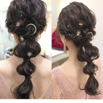 【結婚式 ヘアアクセサリー】星 月 ヘアピン 6本セット ゴールド/シルバー｜小枝 ビジュー 星 スター 三日月 ブライダル ウェディング 髪飾り 卒業式 成人式