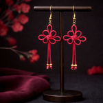 吉祥結びのピアス(イヤリング)(赤)【チャイナ】【中華風】【和ゴスロリ】【華ロリ】【アジアン】【飾り結び】卒業式】【着物】【袴】【成人式】【浴衣】