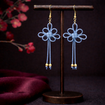 【和風】吉祥結びのピアス(薄青)【チャイナ風】