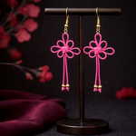 吉祥結びのピアス(イヤリング)(ピンク)【チャイナ】【中華風】【和ゴスロリ】【華ロリ】【アジアン】【卒業式】【着物】【袴】【成人式】【浴衣】【和風】