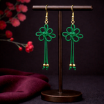 吉祥結びのピアス(イヤリング)(緑)【チャイナ】【中華風】【アジアン】【華ロリ】【和ゴス】【卒業式】【着物】【袴】【成人式】【浴衣】【和風】