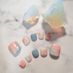 サクラのフットネイルチップ（ブルー）全22枚入りセット