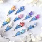 10色から選べる！チューリップと淡水パールのピアス／イヤリング　（花、プラバン、春、ギフト、母の日、プレゼント、ご褒美アクセ）
