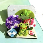 【受注制作】ちりめん細工「紫陽花のカエルさん」