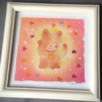 「招き猫」　パステル原画