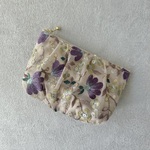 インド刺繍チュール生地のふんわりギャザーポーチ