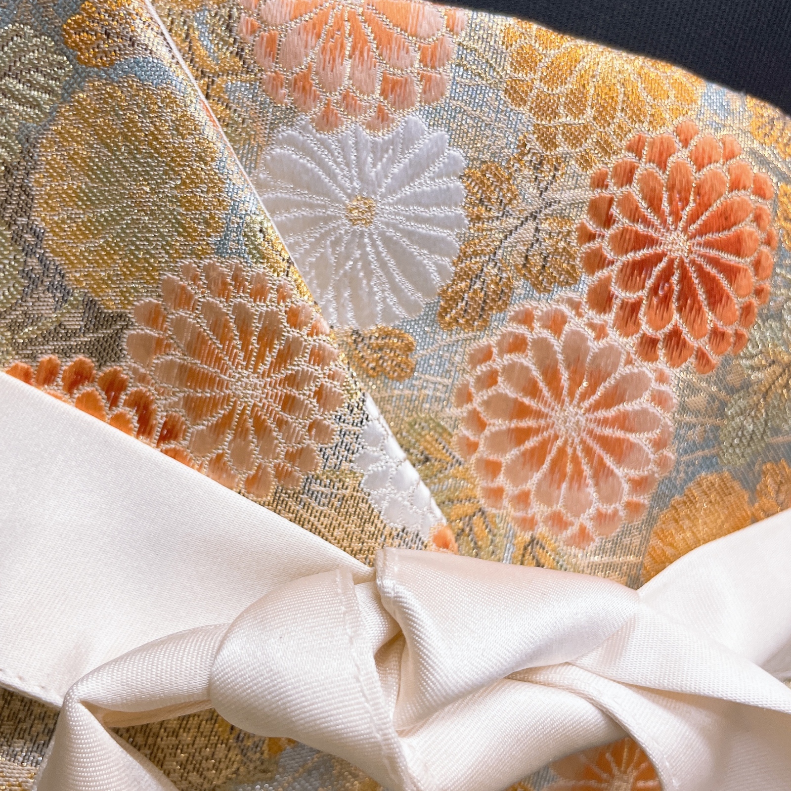 金刺繍 サッシュベルトW61〜108cm ベルト 帯リメイク 着物リメイク