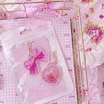 アクリルキーホルダー💝🎀キラキラチャームとチェックリボン