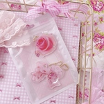 アクリルキーホルダー🌹🎀ローズと花柄リボン