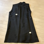 黒地ロングジレ　着物リメイク　