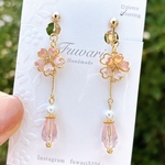 🌸揺れる桜のイヤリング🌸　 サージカルステンレスピアス ／ イヤリング ／ 樹脂ピアス ／ ゴールド　金具交換無料　