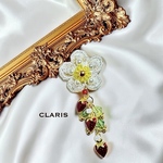 * 5点限定 * ✿ Fleur Fraise ─ 花から実へと移ろう物語 ─ ✿ 2wayブローチ ー ネックレス ✿ スワロフスキー ✿ ブラスチャーム ✿