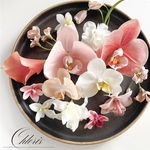 Coral・peach Orchid   ヘッドパーツ　アーティフィシャルフラワー　ヘアドレス　髪飾り　ウェディング　前撮り　卒業式　成人式