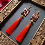 【和風】花札&タッセルピアス（花見で一杯）【和】【着物】【サブカル】