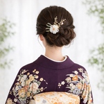 天然石ローズクォーツの牡丹のヘアコーム ヘアアクセサリー　髪飾