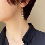 キュービックジルコニア ロングピアス/イヤリング｜光が整列した5粒/7粒 揺れる 上品華奢 K16GP