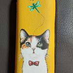 【お名前入れ無料】セミハード眼鏡ケース　三毛猫ちゃん