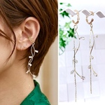 ♥️100  ガラスストーン チェーン イヤカフ  片耳 / 両耳　ロング イヤーカフ