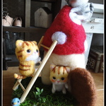 ＊きのこのおうち×3匹のねこちゃん　置物＊