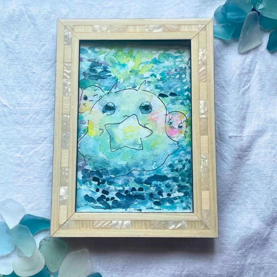怒りは青い海の中へ消えていく/原画イラスト　メンダコ