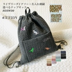 ライヴリーダイナソー+名入れ刺繍　6文字以内　選べる　ナップサック　H35W30 ヌビ巾着　体操着袋　恐竜刺繍
