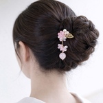 ゆらゆら揺れる枝に咲く桜のかんざし　さくら　和装髪飾り　簪　ヘアアクセサリー  　