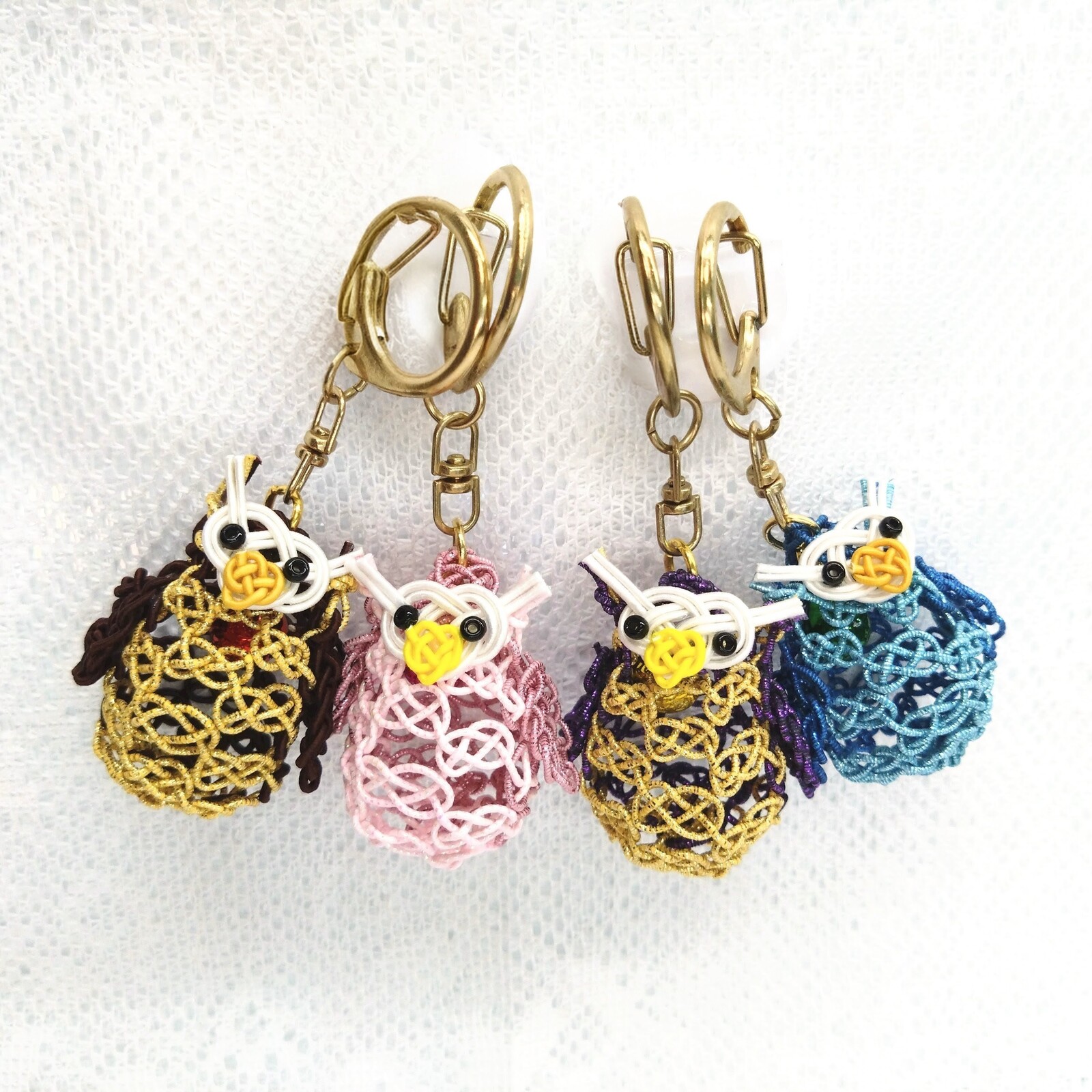 縁起物】コロンと可愛い 水引フクロウのバッグチャーム／キーホルダー