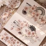 レトロ ローズ PET ダイカット 型抜き マスキングテープ 手帳コラージュ 装飾 マステ 素材 花