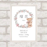 ✩光沢紙 ✩名入れ かわいいテディベアの命名書